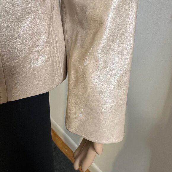 Lafayette 148 Beige Leather Zip Jacket - Picture 5 of 9